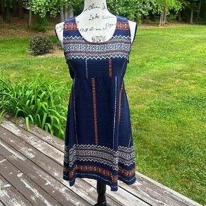 Navy & Rust Sleeveless Summer Dress